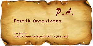 Petrik Antonietta névjegykártya